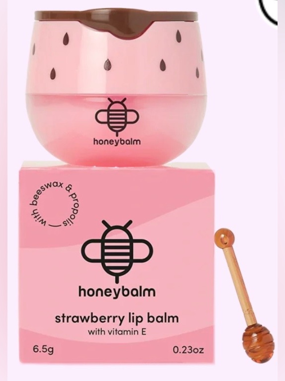 🆕🍓 HONEYBALM STRAWBERRY LIP BALM. BRAND NEW IN BOX!